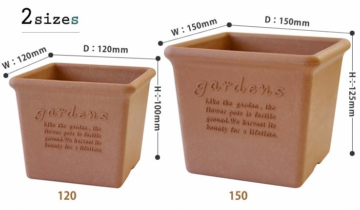 vasi quadrati hachiman disponibili in diverse misure per piante di varie dimensioni